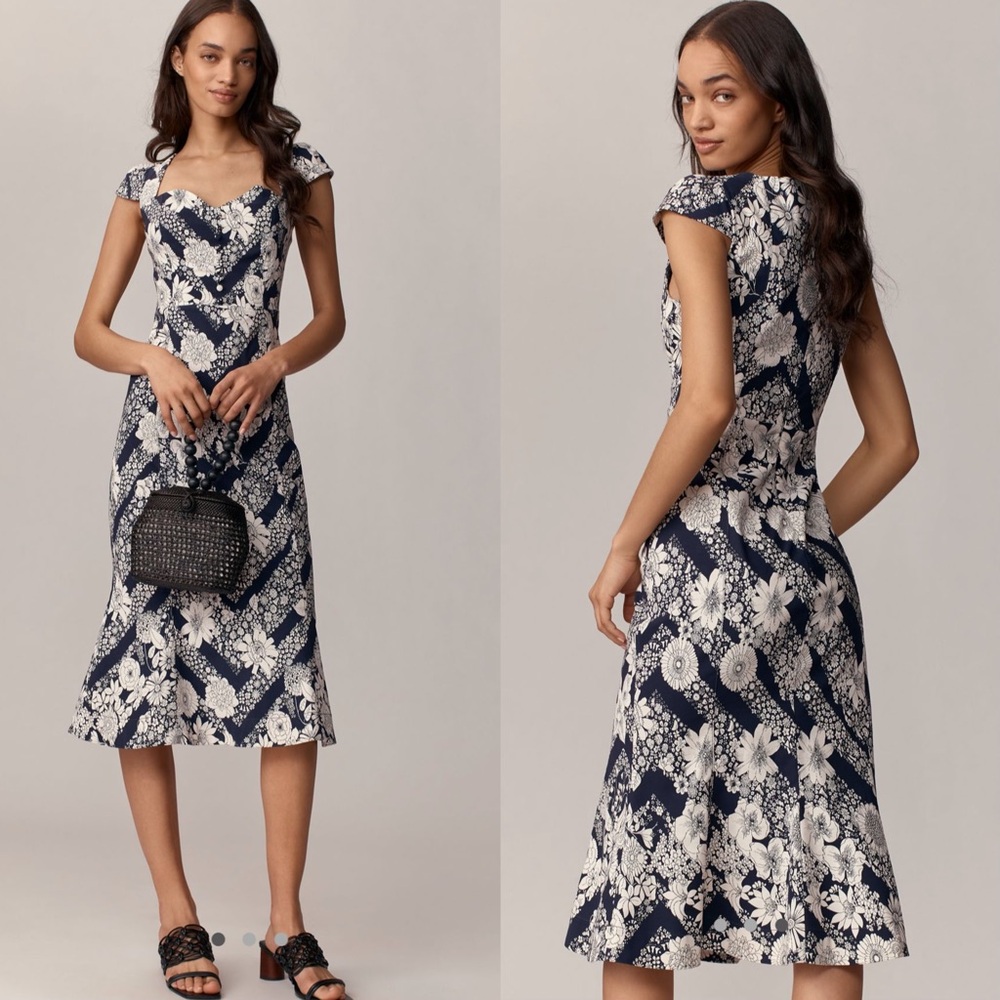 Anthropologie The Cecily Fit & Flare sweetheart Midi Dress by Maeve